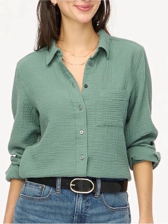 J. Crew Tops - J. Crew Double-Gauze Button-Down Shirt Size XXS